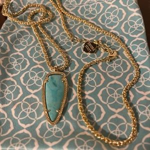 Kendra Scott teal and gold pendant